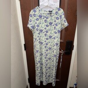 Vintage Y2K Floral Purple and Green Dress NY&Co New York & Company Size 16